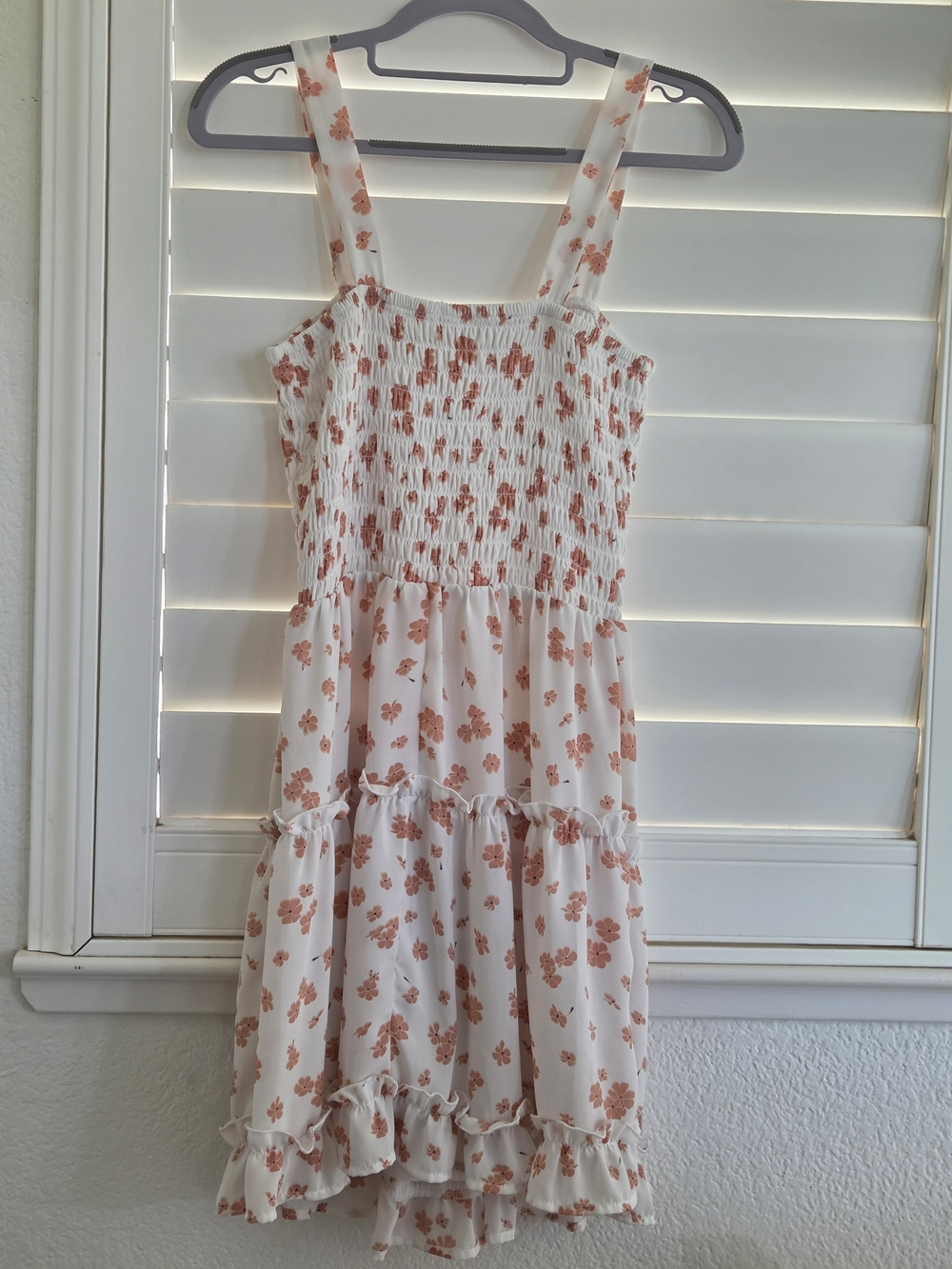 Sienna Sky Pink Floral Smocked Tiered Mini Dress M
